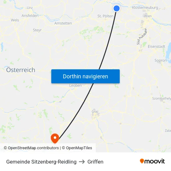 Gemeinde Sitzenberg-Reidling to Griffen map