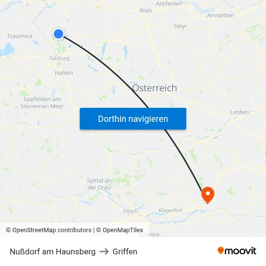 Nußdorf am Haunsberg to Griffen map