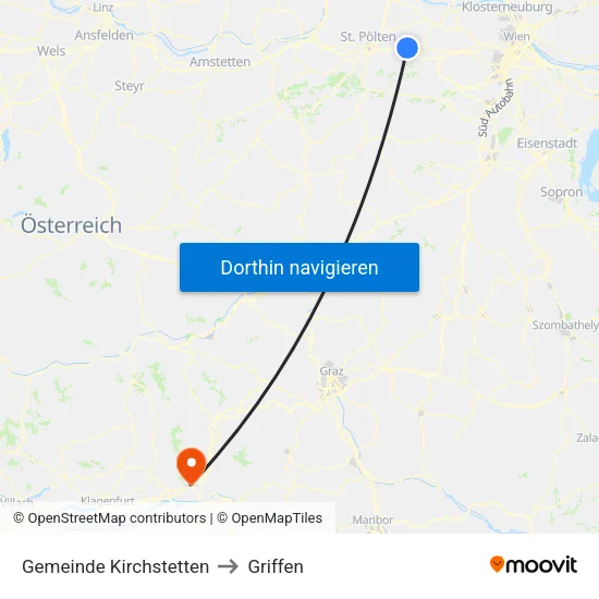 Gemeinde Kirchstetten to Griffen map