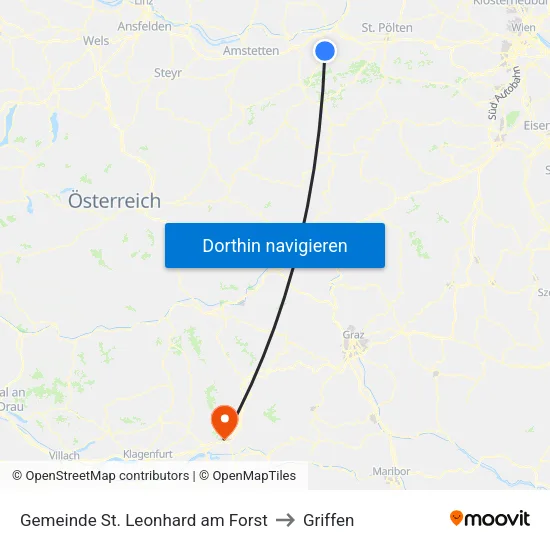 Gemeinde St. Leonhard am Forst to Griffen map