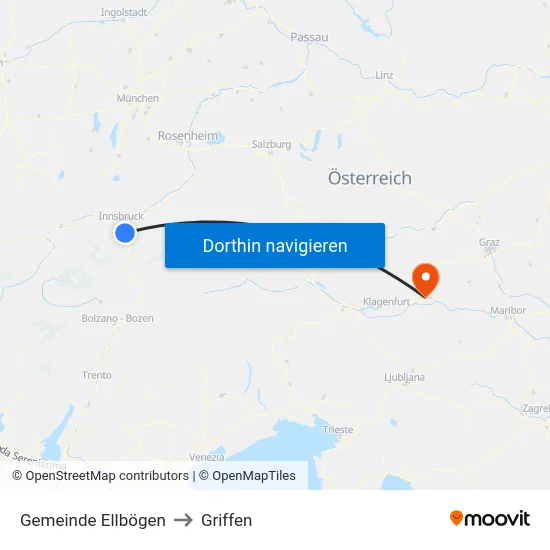 Gemeinde Ellbögen to Griffen map
