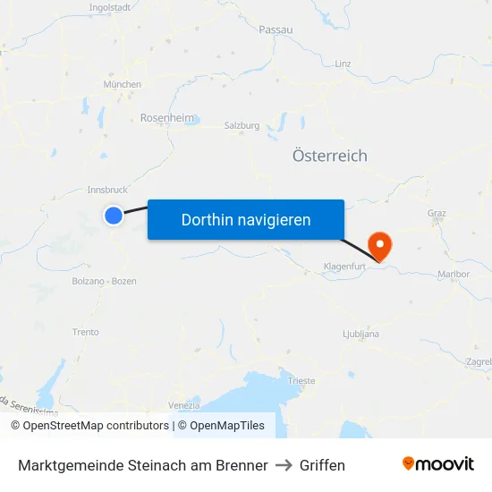 Marktgemeinde Steinach am Brenner to Griffen map