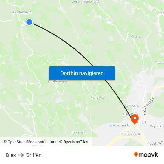 Diex to Griffen map