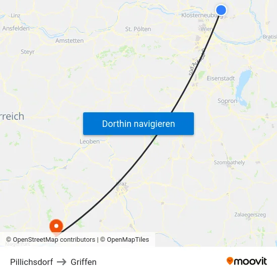 Pillichsdorf to Griffen map