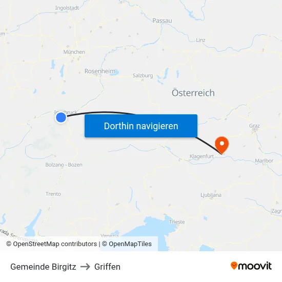 Gemeinde Birgitz to Griffen map