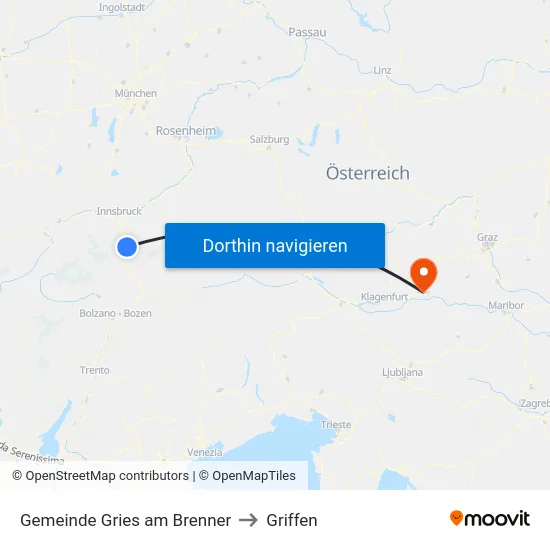 Gemeinde Gries am Brenner to Griffen map