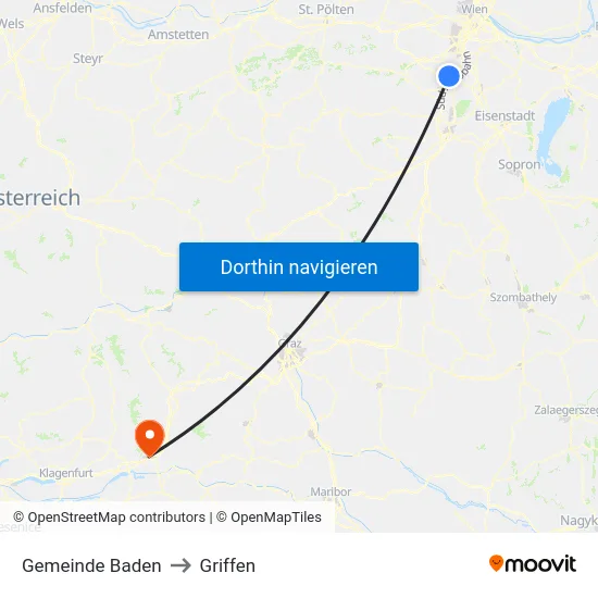 Gemeinde Baden to Griffen map
