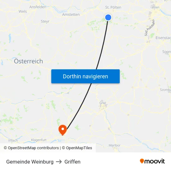Gemeinde Weinburg to Griffen map