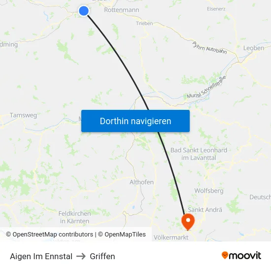 Aigen Im Ennstal to Griffen map