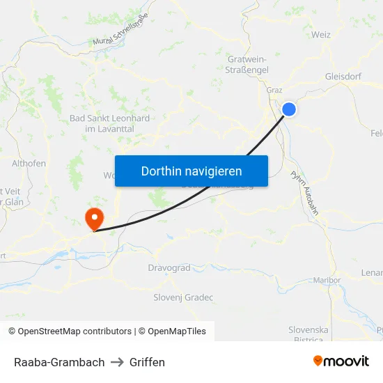 Raaba-Grambach to Griffen map