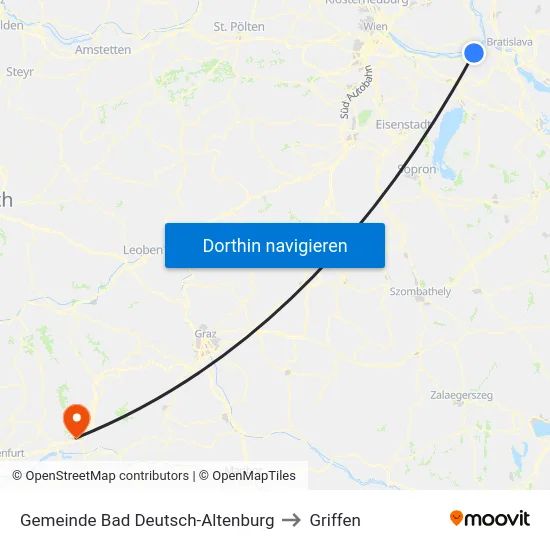 Gemeinde Bad Deutsch-Altenburg to Griffen map