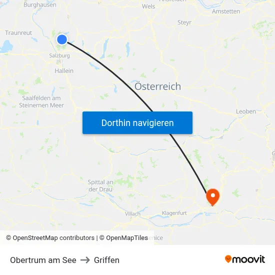 Obertrum am See to Griffen map