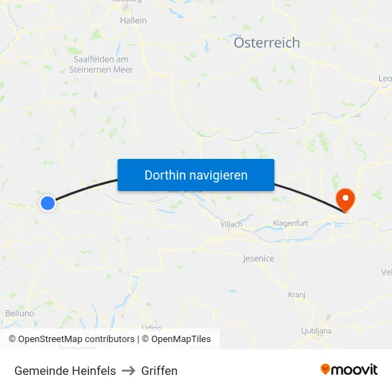Gemeinde Heinfels to Griffen map