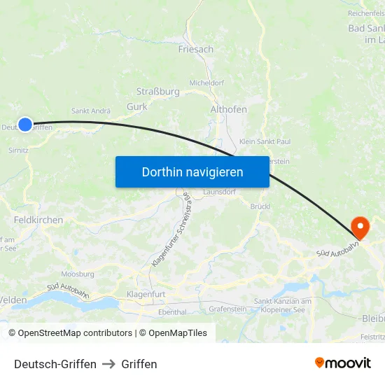 Deutsch-Griffen to Griffen map