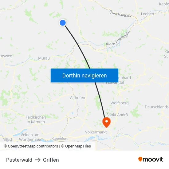 Pusterwald to Griffen map