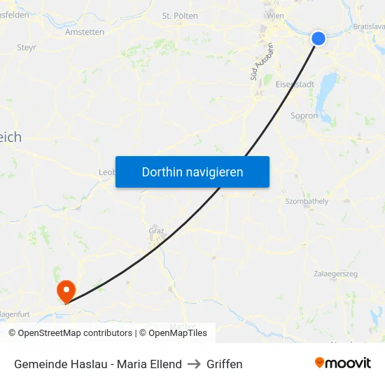 Gemeinde Haslau - Maria Ellend to Griffen map
