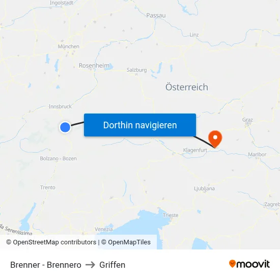 Brenner - Brennero to Griffen map