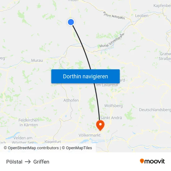 Pölstal to Griffen map