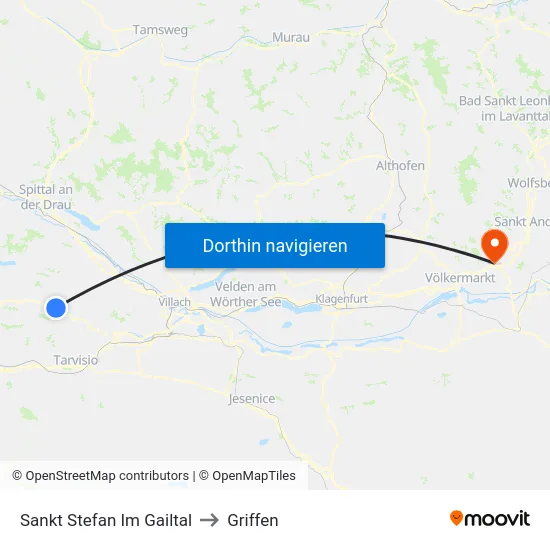 Sankt Stefan Im Gailtal to Griffen map