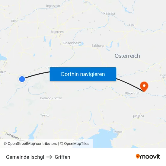 Gemeinde Ischgl to Griffen map