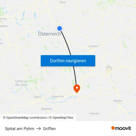 Spital am Pyhrn to Griffen map