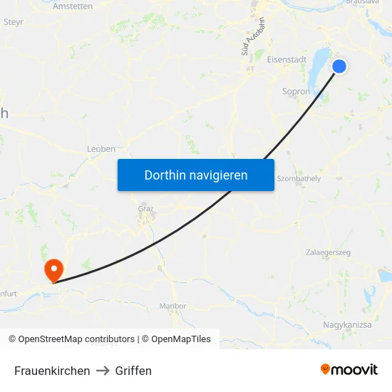 Frauenkirchen to Griffen map