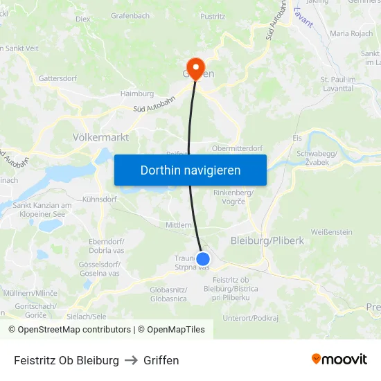 Feistritz Ob Bleiburg to Griffen map