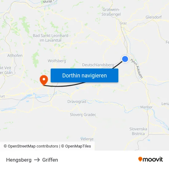 Hengsberg to Griffen map