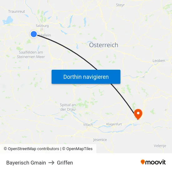 Bayerisch Gmain to Griffen map