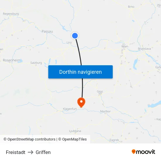 Freistadt to Griffen map