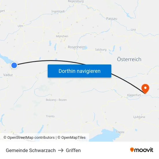 Gemeinde Schwarzach to Griffen map