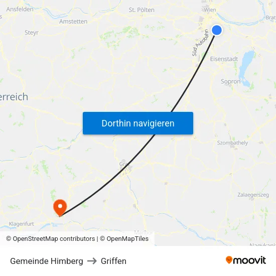 Gemeinde Himberg to Griffen map