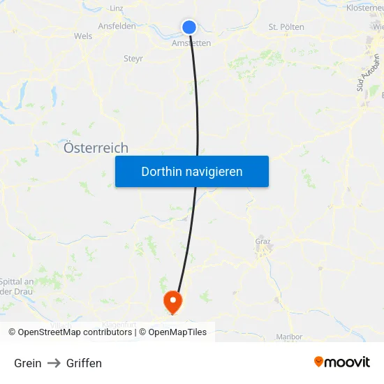 Grein to Griffen map