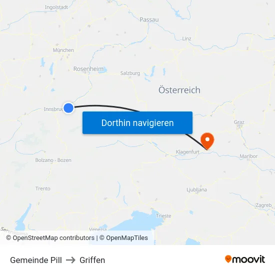 Gemeinde Pill to Griffen map