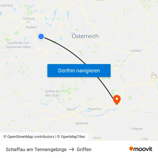 Scheffau am Tennengebirge to Griffen map