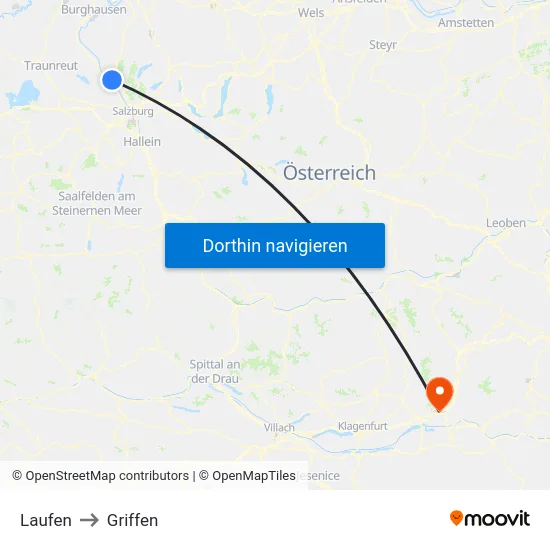 Laufen to Griffen map