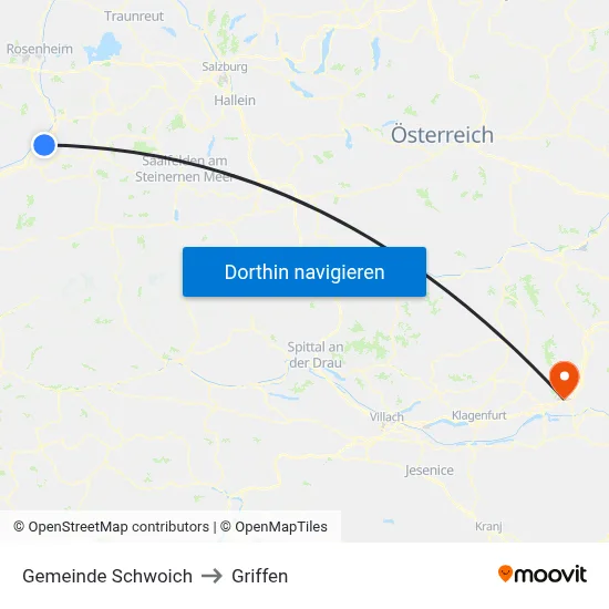 Gemeinde Schwoich to Griffen map