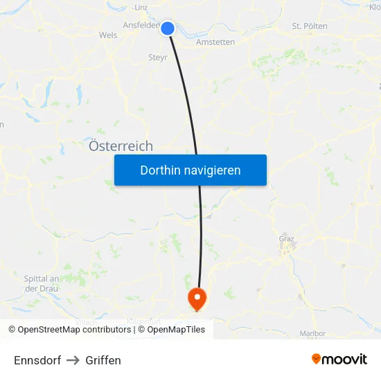Ennsdorf to Griffen map