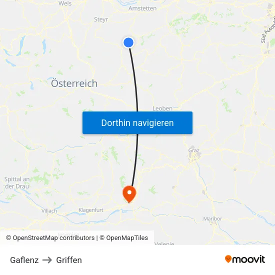 Gaflenz to Griffen map