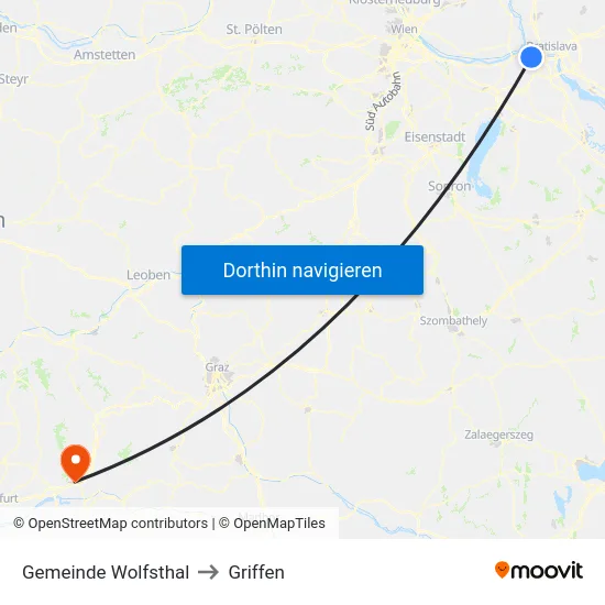 Gemeinde Wolfsthal to Griffen map