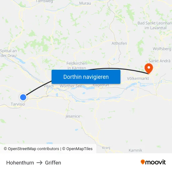 Hohenthurn to Griffen map
