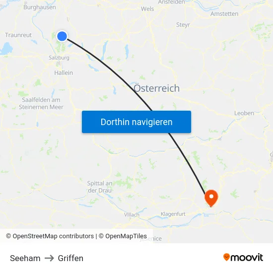 Seeham to Griffen map