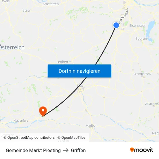 Gemeinde Markt Piesting to Griffen map