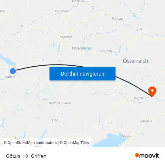 Götzis to Griffen map