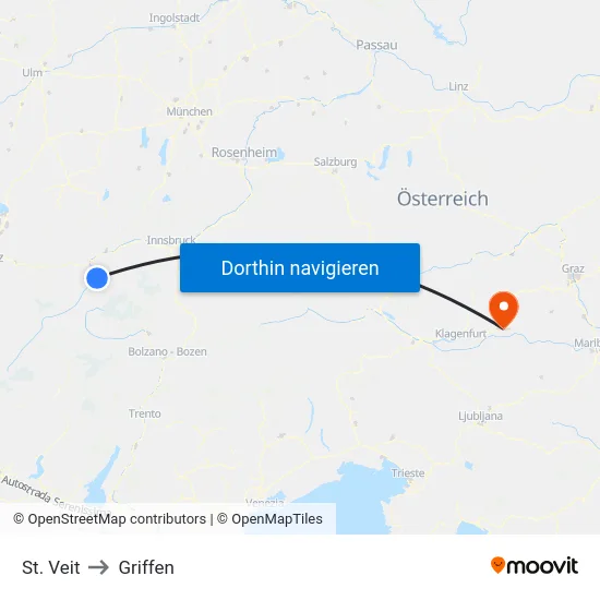 St. Veit to Griffen map