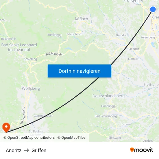 Andritz to Griffen map