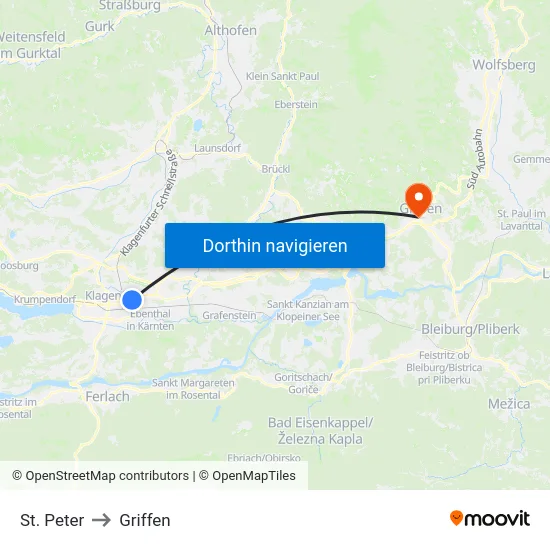 St. Peter to Griffen map