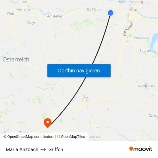 Maria Anzbach to Griffen map