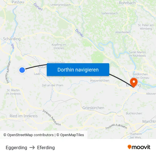 Eggerding to Eferding map