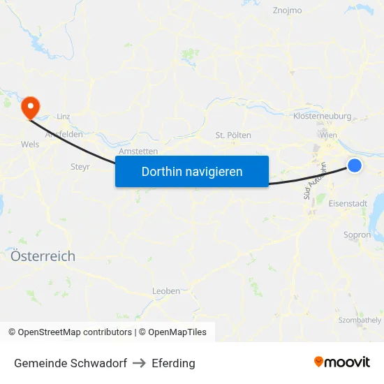 Gemeinde Schwadorf to Eferding map